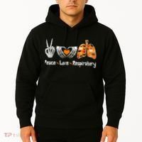Peace Love Respiratory Therapist Skeleton Halloween Costume Hoodie thumb 2