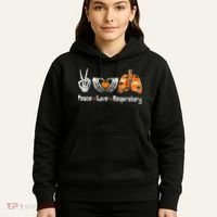 Peace Love Respiratory Therapist Skeleton Halloween Costume Hoodie thumb 5
