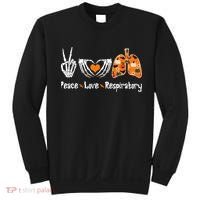 Peace Love Respiratory Therapist Skeleton Halloween Costume Sweatshirt thumb 0