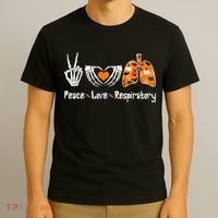 Peace Love Respiratory Therapist Skeleton Halloween Costume T-Shirt thumb 3