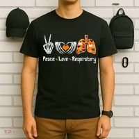 Peace Love Respiratory Therapist Skeleton Halloween Costume T-Shirt thumb 6