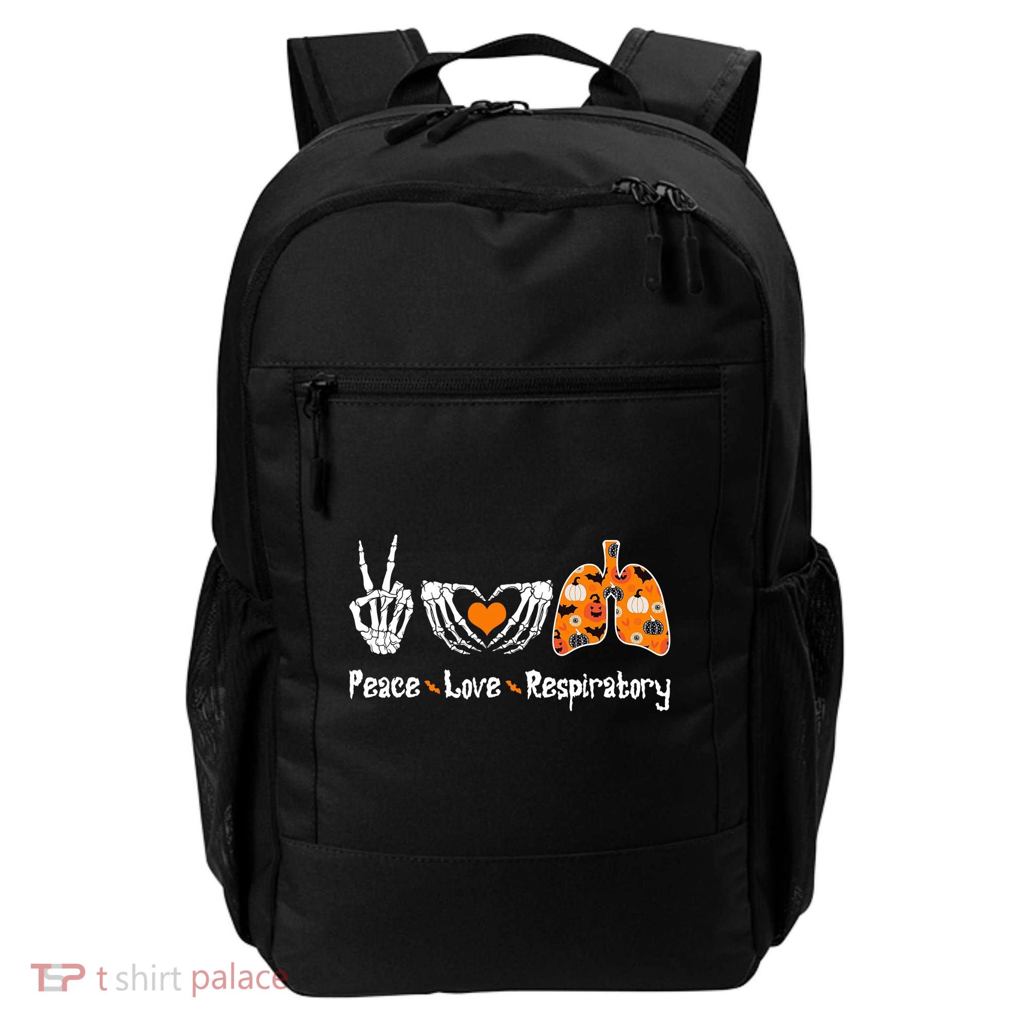 Peace Love Respiratory Therapist Skeleton Halloween Costume Backpack