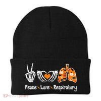 Peace Love Respiratory Therapist Skeleton Halloween Costume Beanie thumb 0