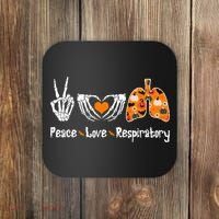 Peace Love Respiratory Therapist Skeleton Halloween Costume Coaster thumb 0