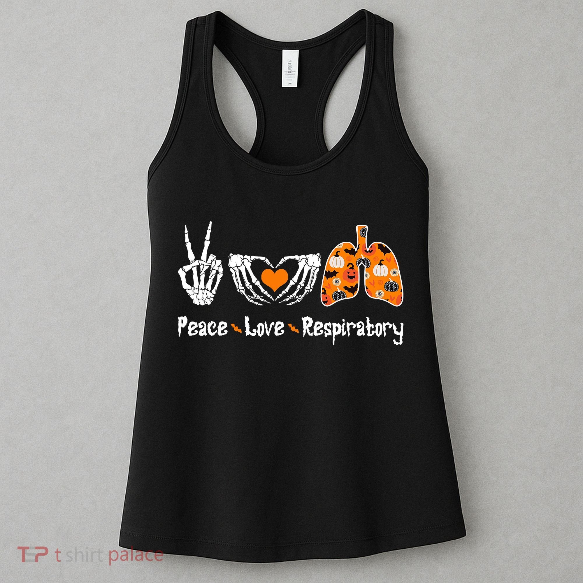 Peace Love Respiratory Therapist Skeleton Halloween Costume Women's Tank Top