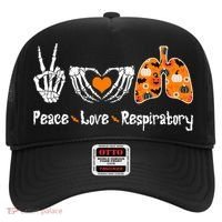 Peace Love Respiratory Therapist Skeleton Halloween Costume Hat thumb 0