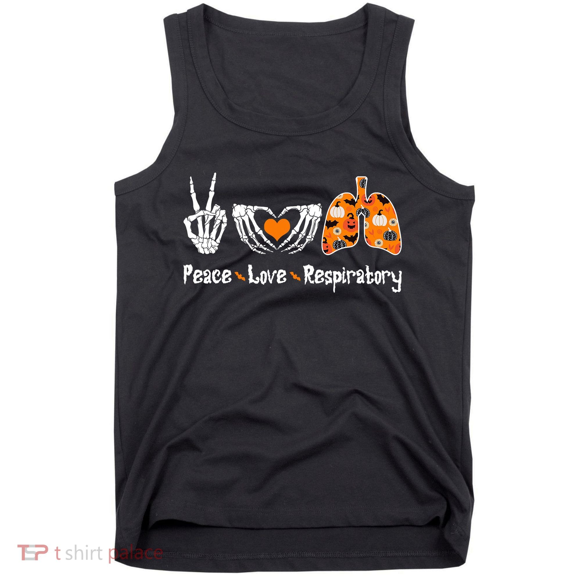 Peace Love Respiratory Therapist Skeleton Halloween Costume Tank Top