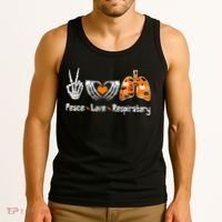 Peace Love Respiratory Therapist Skeleton Halloween Costume Tank Top thumb 3