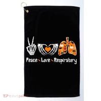 Peace Love Respiratory Therapist Skeleton Halloween Costume Golf Towel thumb 0