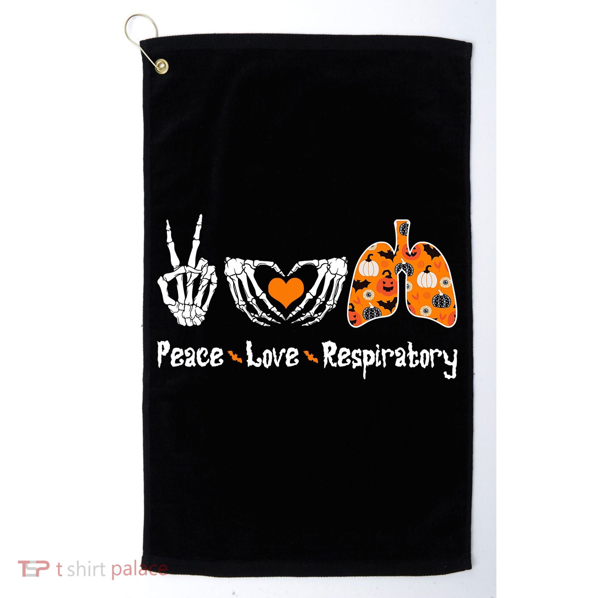 Peace Love Respiratory Therapist Skeleton Halloween Costume Golf Towel