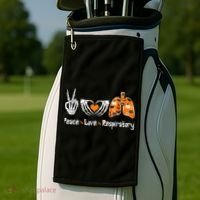Peace Love Respiratory Therapist Skeleton Halloween Costume Golf Towel thumb 2