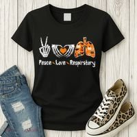 Peace Love Respiratory Therapist Skeleton Halloween Costume Women's T-Shirt thumb 3