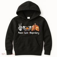 Peace Love Respiratory Therapist Skeleton Halloween Costume Kids Hoodie thumb 0