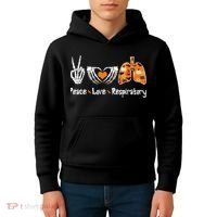Peace Love Respiratory Therapist Skeleton Halloween Costume Kids Hoodie thumb 4