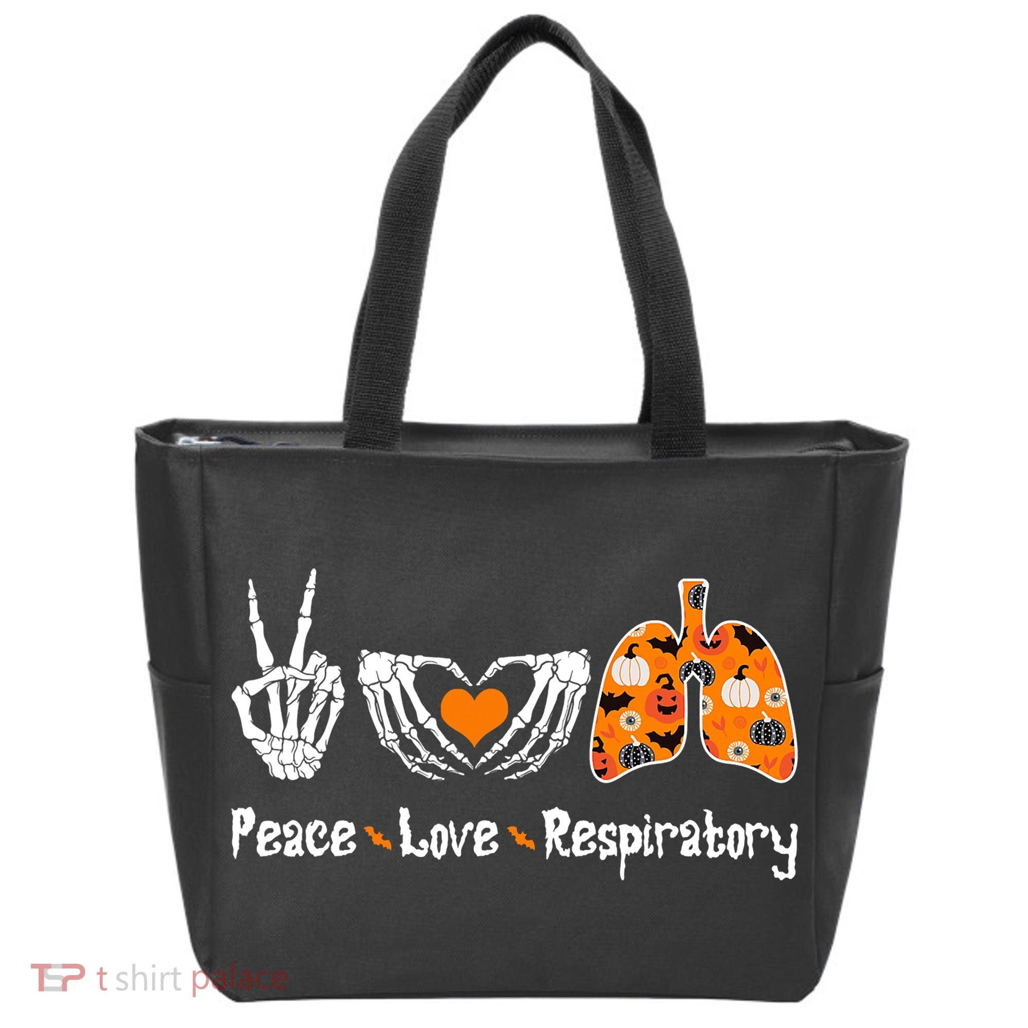 Peace Love Respiratory Therapist Skeleton Halloween Costume Tote Bag