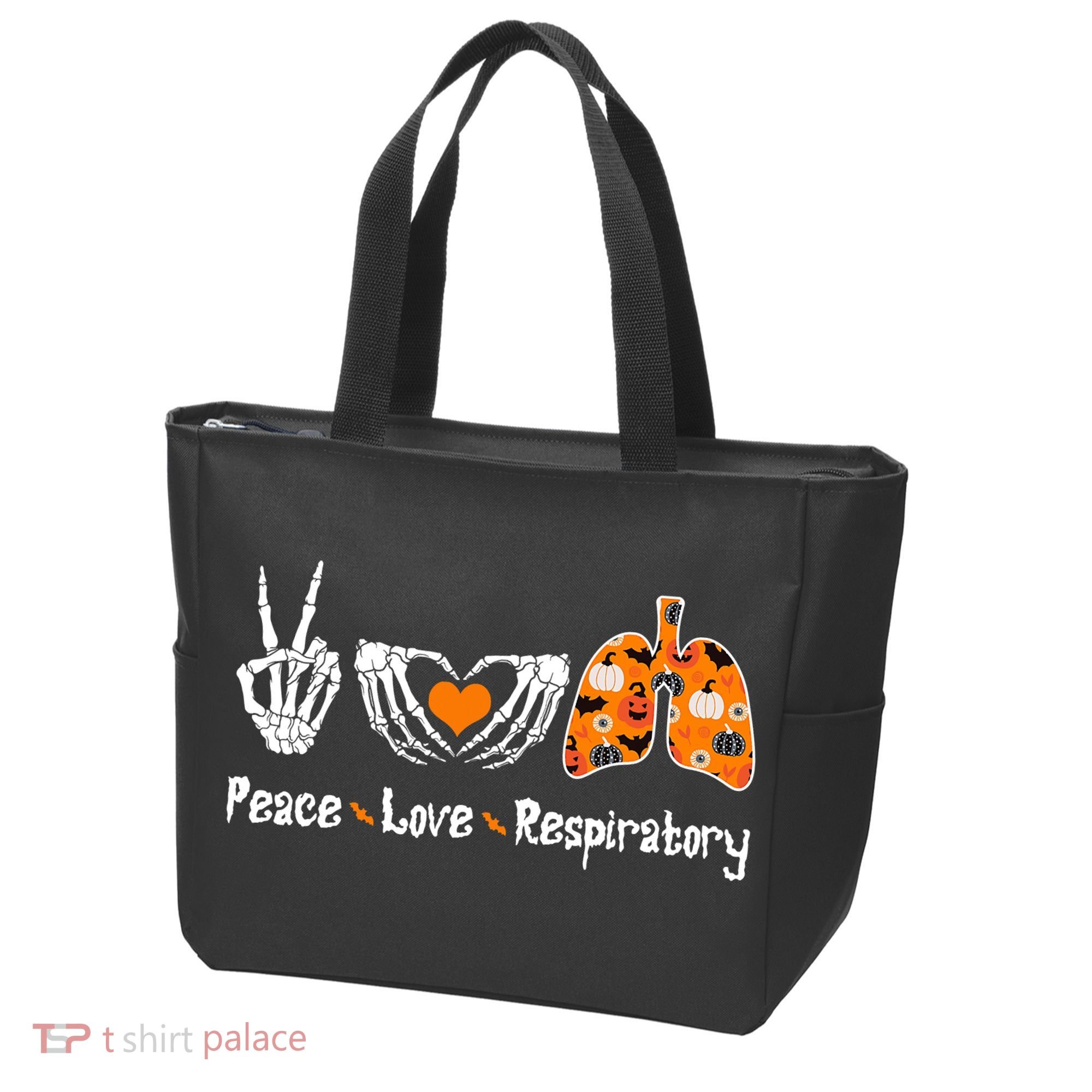 Peace Love Respiratory Therapist Skeleton Halloween Costume Tote Bag