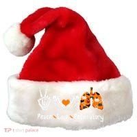 Peace Love Respiratory Therapist Skeleton Halloween Costume Santa Hat thumb 0