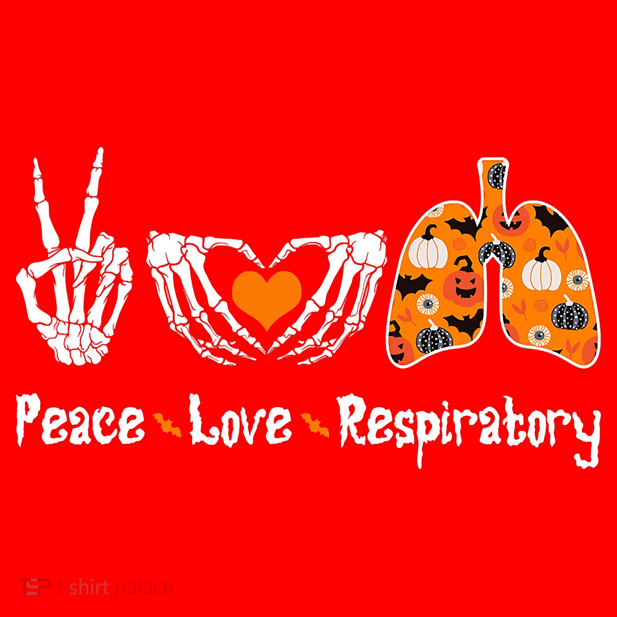 Peace Love Respiratory Therapist Skeleton Halloween Costume Santa Hat
