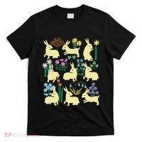 Playful Little Rabbits Among Colorful Flowers T-Shirt thumb 0