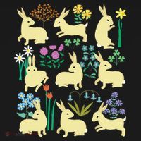 Playful Little Rabbits Among Colorful Flowers T-Shirt thumb 7