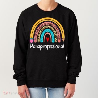 Paraprofessional Leopard Rainbow Back To School Paraeducator Cute Gift Women's Sweatshirt