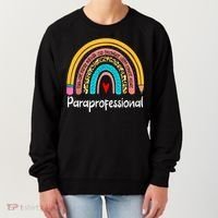 Paraprofessional Leopard Rainbow Back To School Paraeducator Cute Gift Women's Sweatshirt thumb 0