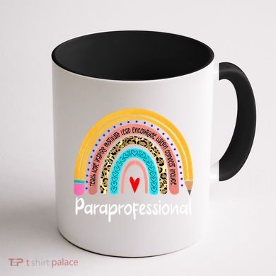 Paraprofessional Leopard Rainbow Back To School Paraeducator Cute Gift Coffee Mug back