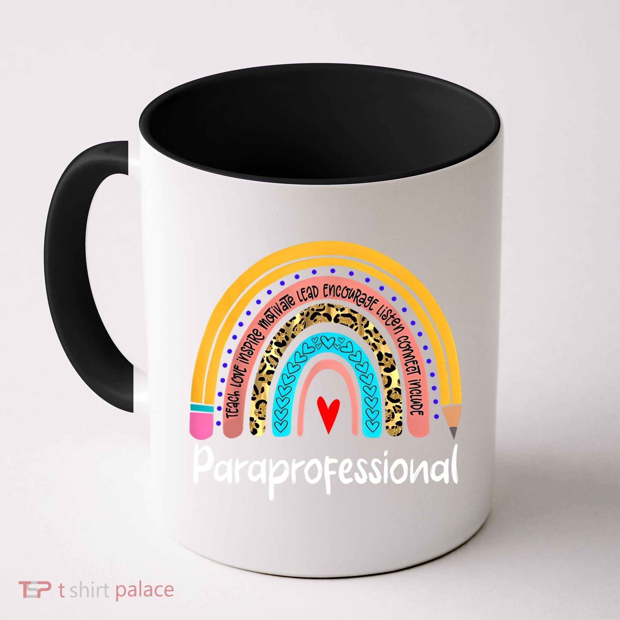Paraprofessional Leopard Rainbow Back To School Paraeducator Cute Gift Coffee Mug