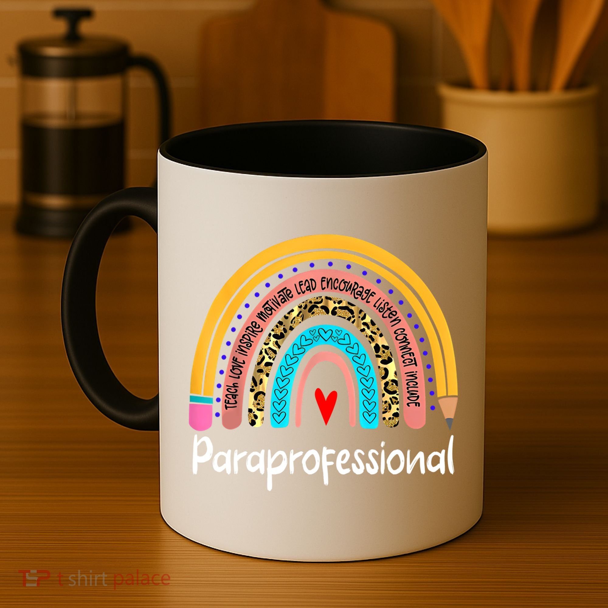 Paraprofessional Leopard Rainbow Back To School Paraeducator Cute Gift Coffee Mug