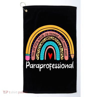 Paraprofessional Leopard Rainbow Back To School Paraeducator Cute Gift Golf Towel