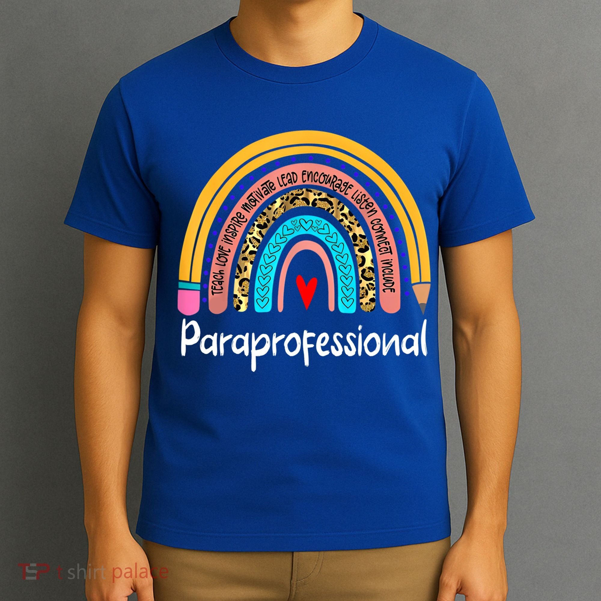 Paraprofessional Leopard Rainbow Back To School Paraeducator Cute Gift T-Shirt