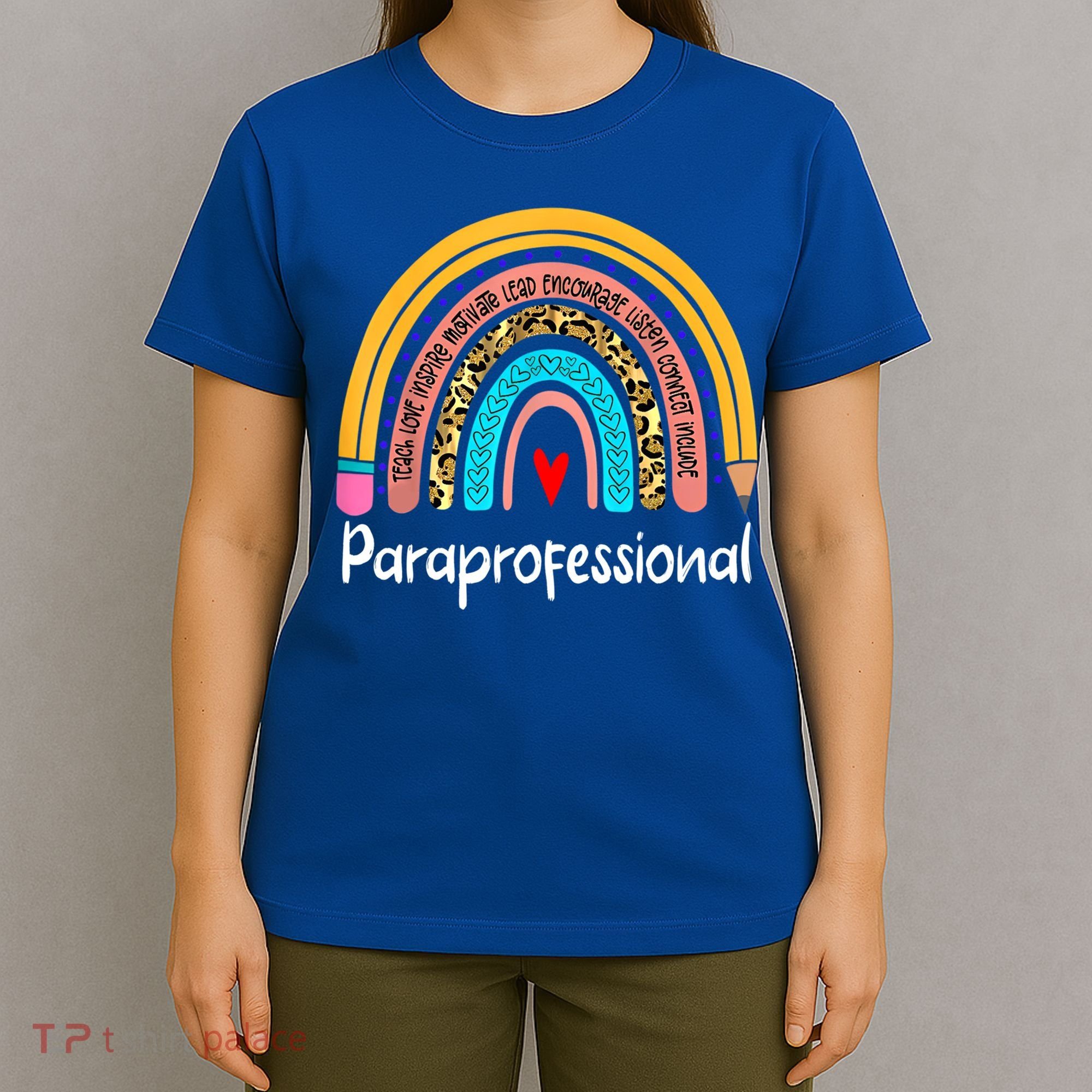 Paraprofessional Leopard Rainbow Back To School Paraeducator Cute Gift T-Shirt