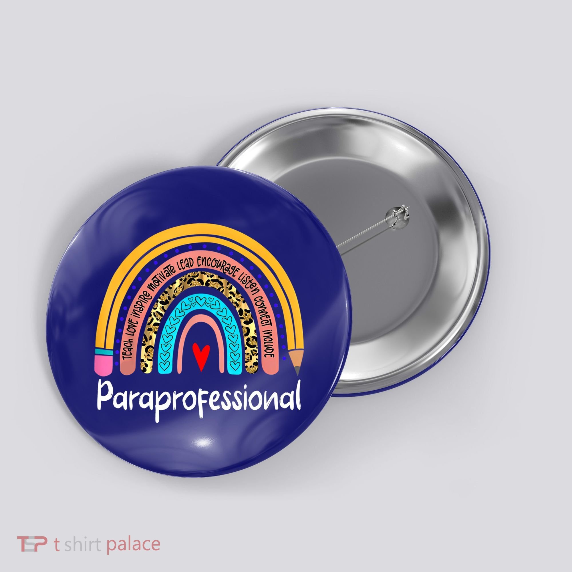 Paraprofessional Leopard Rainbow Back To School Paraeducator Cute Gift Button