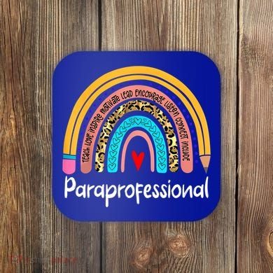 Paraprofessional Leopard Rainbow Back To School Paraeducator Cute Gift Coaster