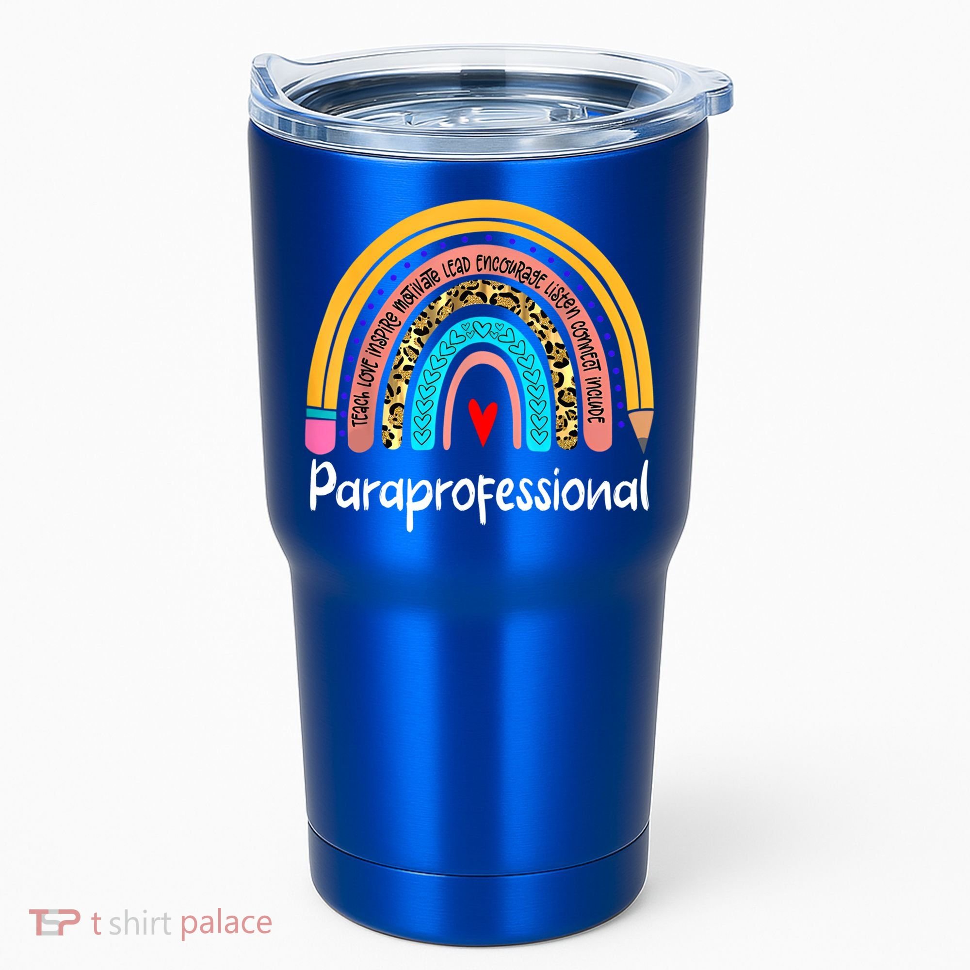 Paraprofessional Leopard Rainbow Back To School Paraeducator Cute Gift Tumbler