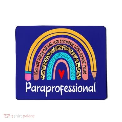 Paraprofessional Leopard Rainbow Back To School Paraeducator Cute Gift Mousepad