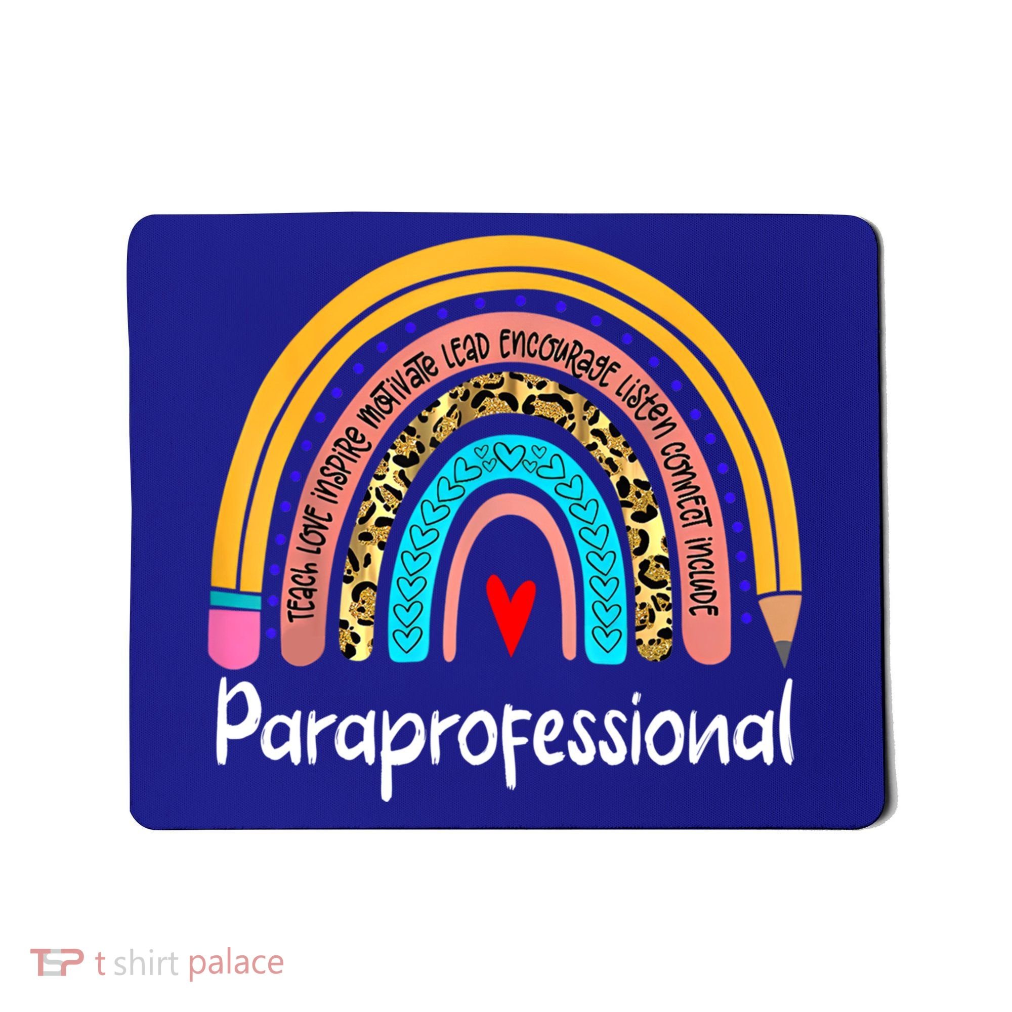 Paraprofessional Leopard Rainbow Back To School Paraeducator Cute Gift Mousepad
