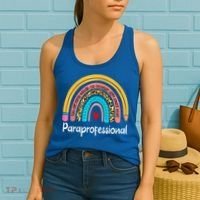 Paraprofessional Leopard Rainbow Back To School Paraeducator Cute Gift Women's Tank Top thumb 2