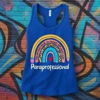 Paraprofessional Leopard Rainbow Back To School Paraeducator Cute Gift Women's Tank Top thumb 3