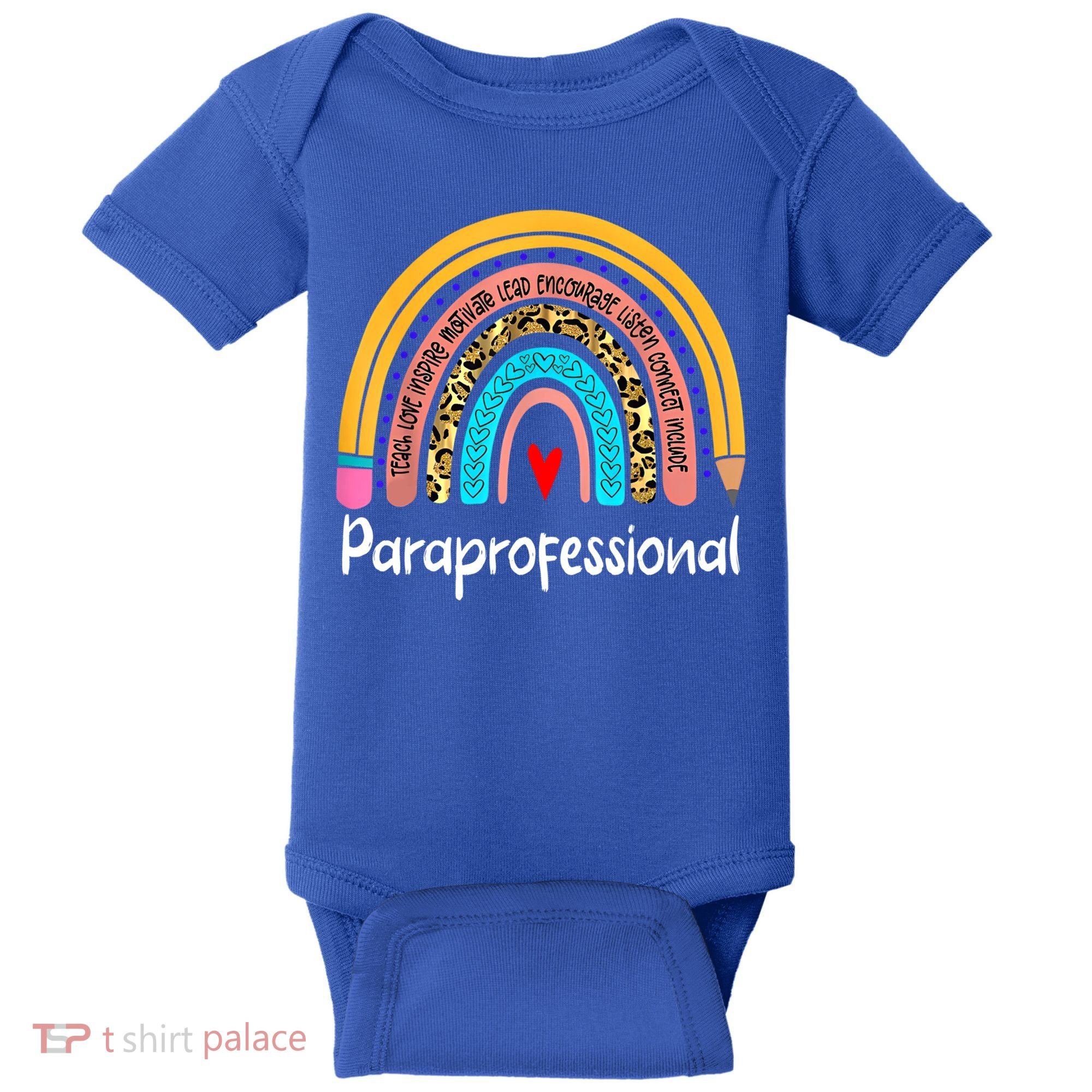 Paraprofessional Leopard Rainbow Back To School Paraeducator Cute Gift Baby Bodysuit