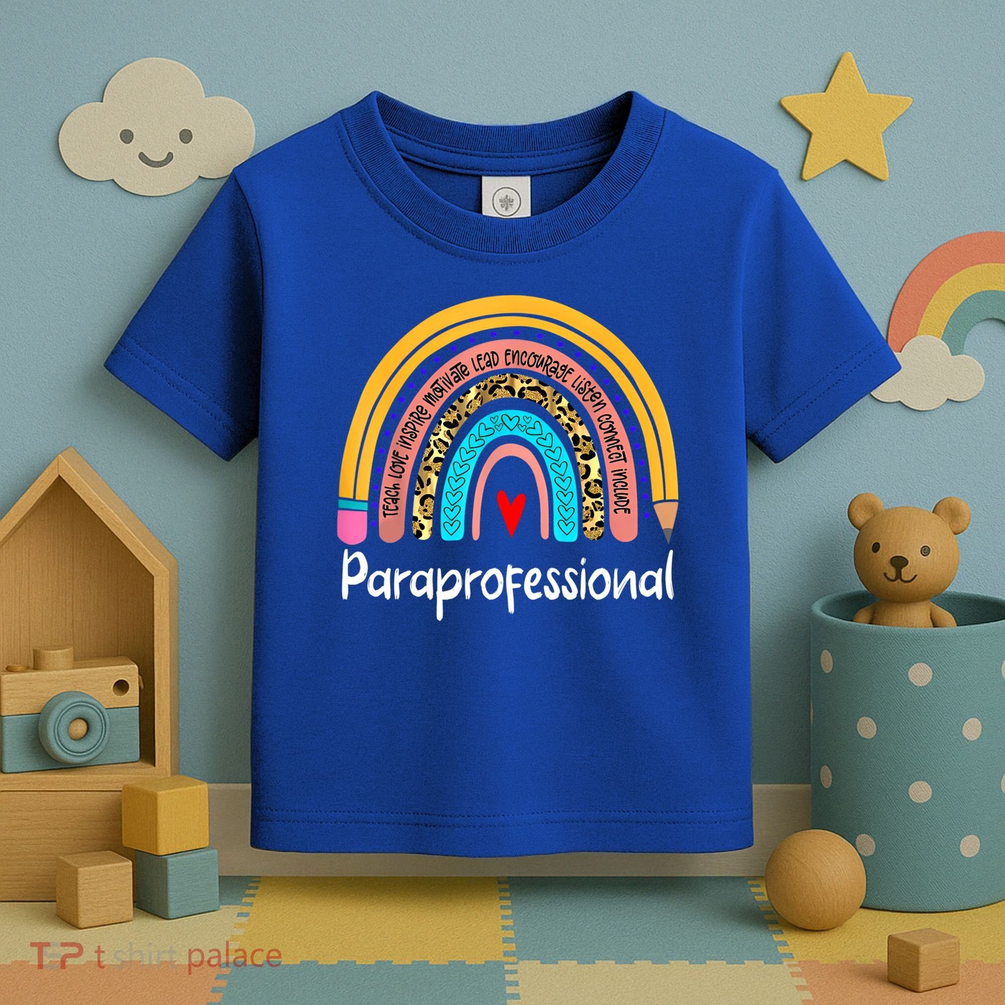 Paraprofessional Leopard Rainbow Back To School Paraeducator Cute Gift Toddler T-Shirt