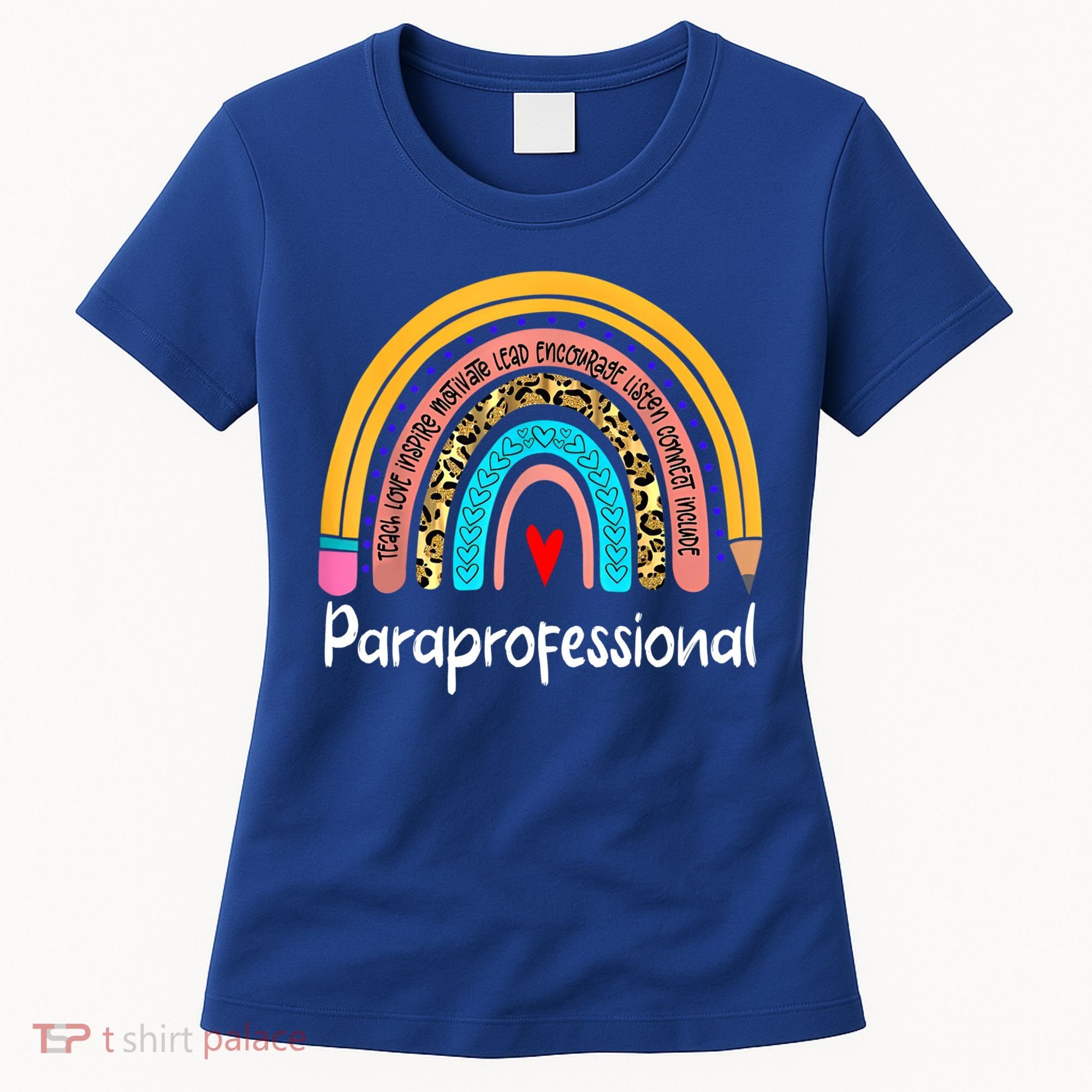 Paraprofessional Leopard Rainbow Back To School Paraeducator Cute Gift Women's T-Shirt
