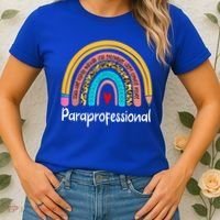 Paraprofessional Leopard Rainbow Back To School Paraeducator Cute Gift Women's T-Shirt thumb 2