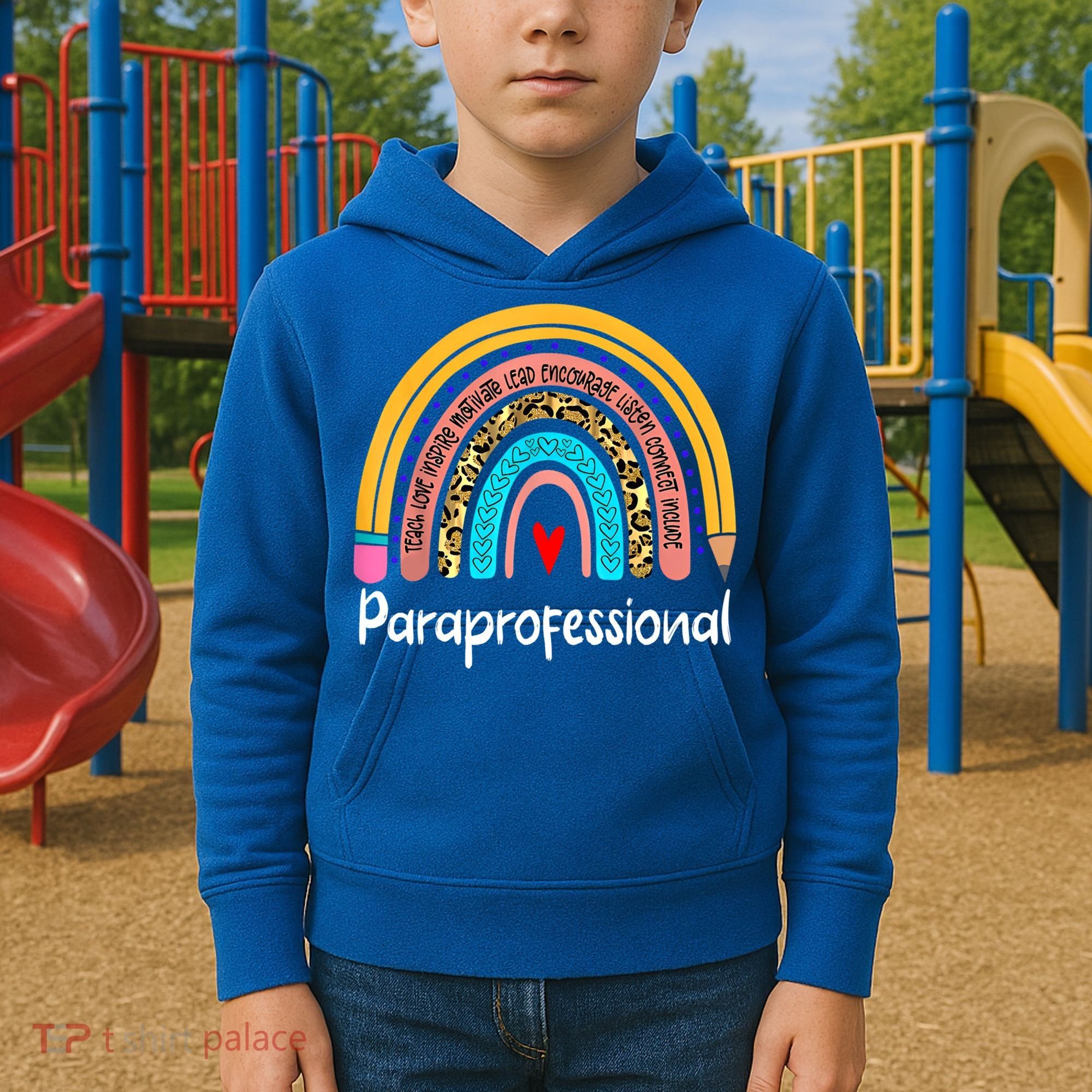 Paraprofessional Leopard Rainbow Back To School Paraeducator Cute Gift Kids Hoodie