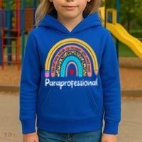 Paraprofessional Leopard Rainbow Back To School Paraeducator Cute Gift Kids Hoodie thumb 3