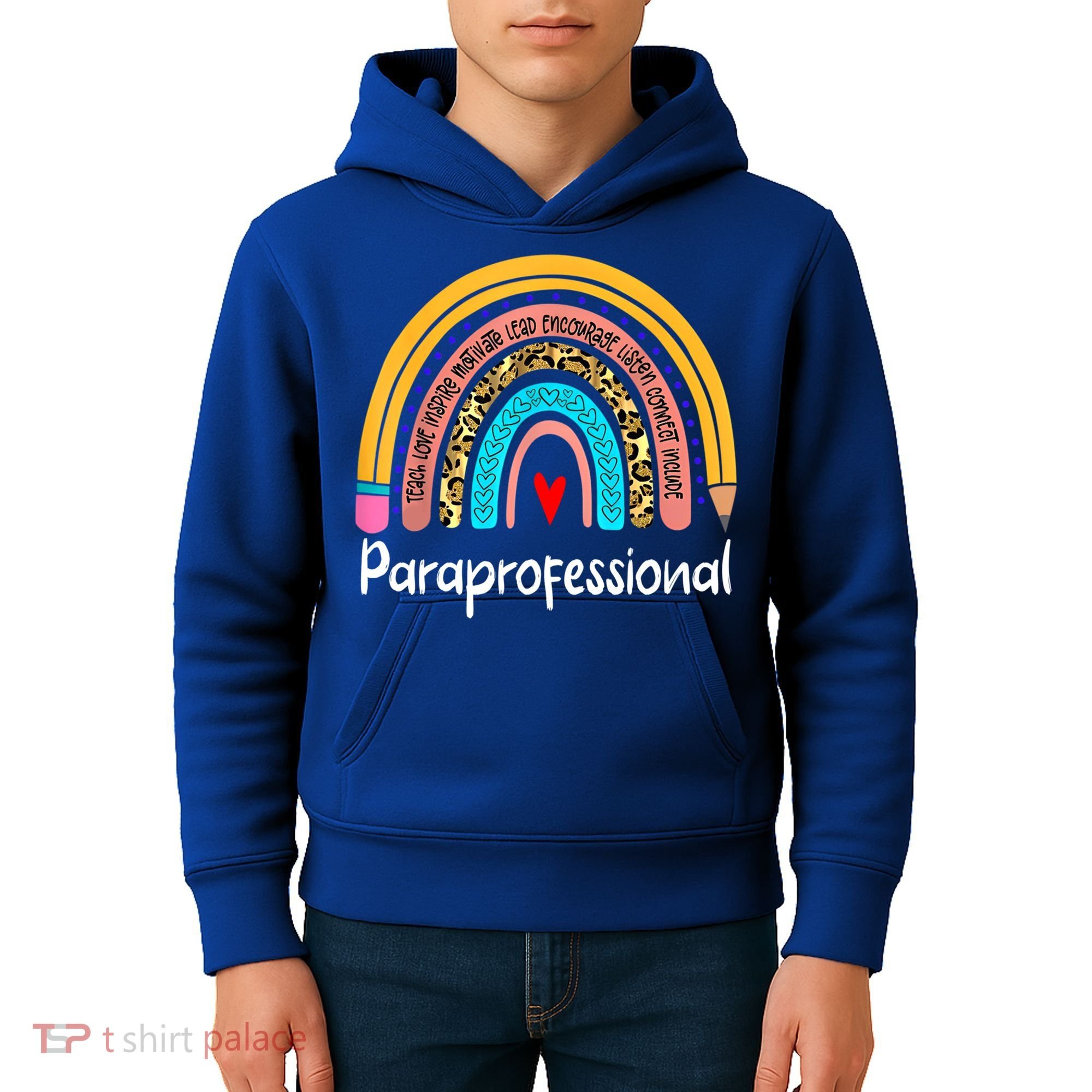Paraprofessional Leopard Rainbow Back To School Paraeducator Cute Gift Kids Hoodie