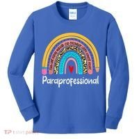 Paraprofessional Leopard Rainbow Back To School Paraeducator Cute Gift Kids Long Sleeve Shirt thumb 0