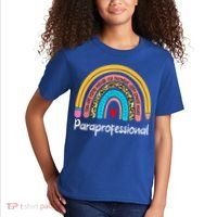 Paraprofessional Leopard Rainbow Back To School Paraeducator Cute Gift Kids T-Shirt thumb 2