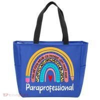 Paraprofessional Leopard Rainbow Back To School Paraeducator Cute Gift Tote Bag thumb 0