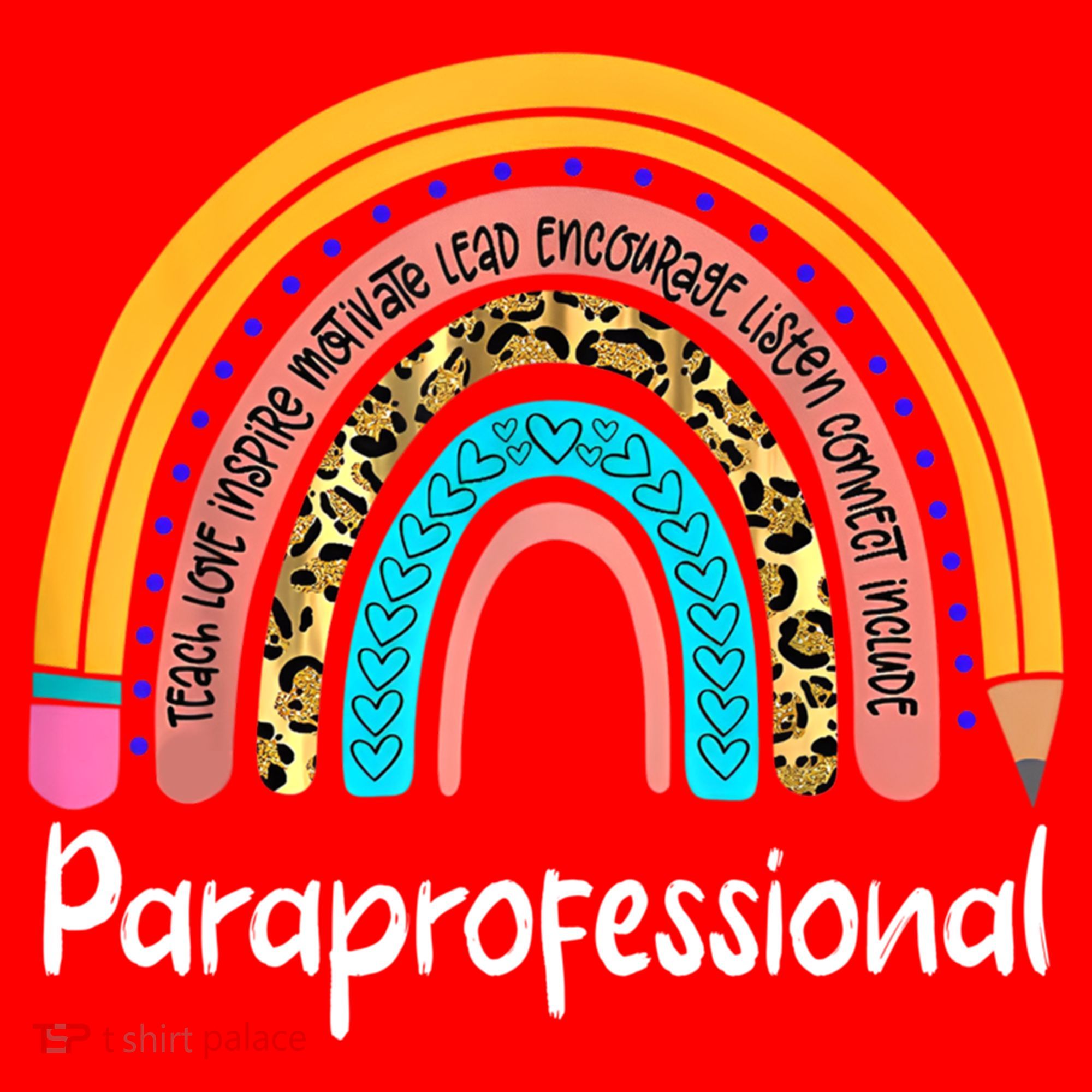 Paraprofessional Leopard Rainbow Back To School Paraeducator Cute Gift Santa Hat